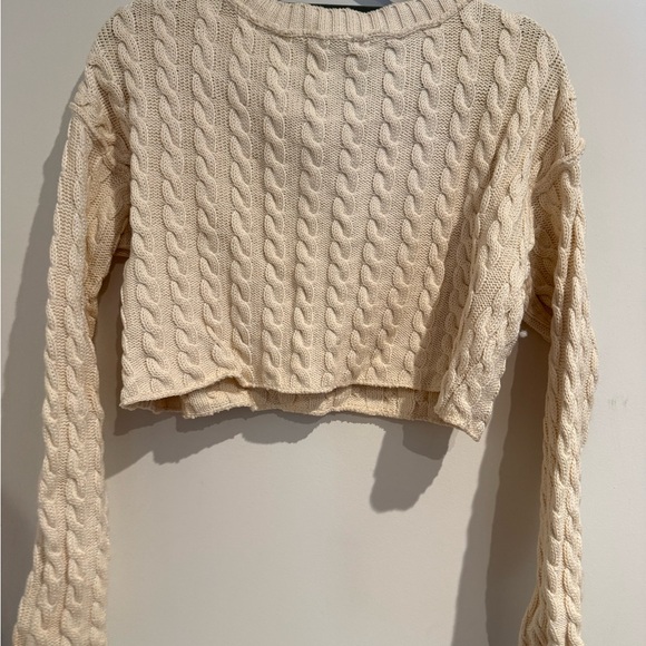 Free People Cable Knit Cropped Sweater - Picture 6 of 6